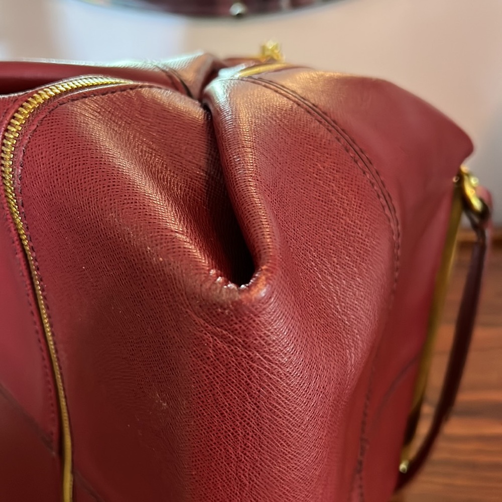 NWT J Crew Burgundy Leather Crossbody Satchel Purse Handbag - Picture 8 of 12